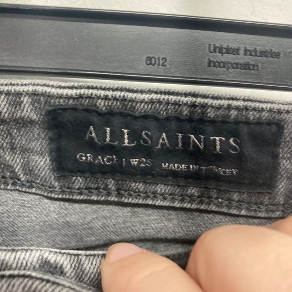 Allsaints gray black grace slashed skinny jean 25 - Picture 3 of 10